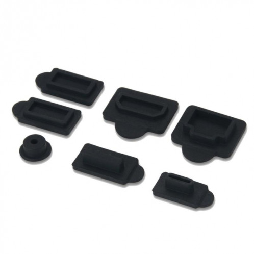 Pour PS5 2 ensembles 7 pièces/ensemble bouchon anti-poussière protecteur anti-poussière en Silicone couvercle anti-poussière (noir) SH501D1620-04