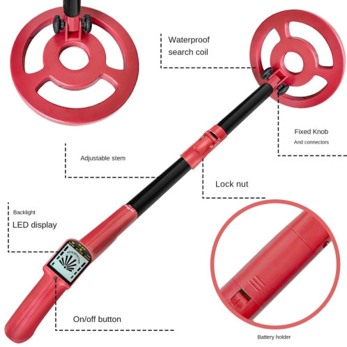 MD3006 Détecteur de métaux Outdoor Treasure Hunter Jouets Détecteur de science pour enfants (rouge) SG801A1717-06