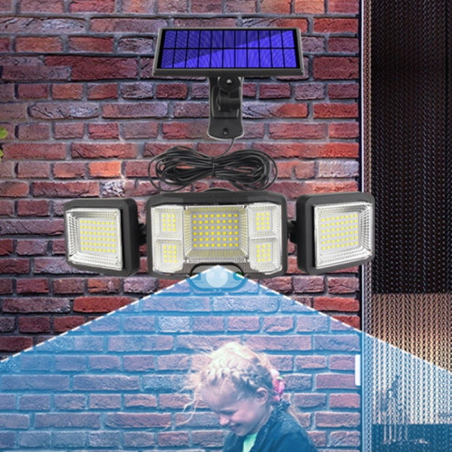 Applique murale solaire télécommandée à triple capteur de rotation à LED, spécification : 192 LED intégré SH9301991-06