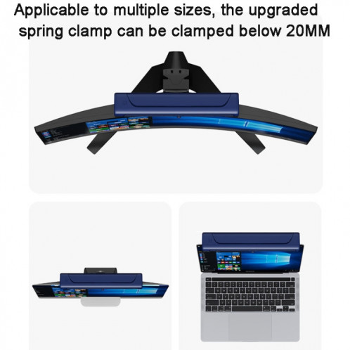 WT-F60 Ventilateur d'écran suspendu pour ordinateur portable USB Ventilateur vertical de bureau rechargeable (Bleu) SH401B1298-06