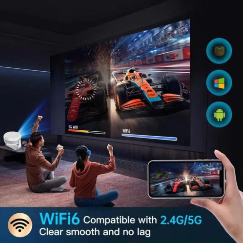 Projecteur intelligent T269 Pro 1280x720P WiFi 6 4K Android 11 Système Home Cinéma Prise AU SH60041673-08