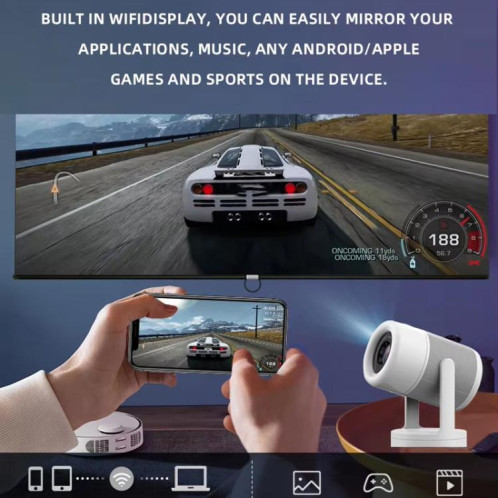 Projecteur J1 1280 X 720P WiFi 6 Système Android 11 Prend en charge la mise en miroir de l'écran Prise UE SH6101262-09
