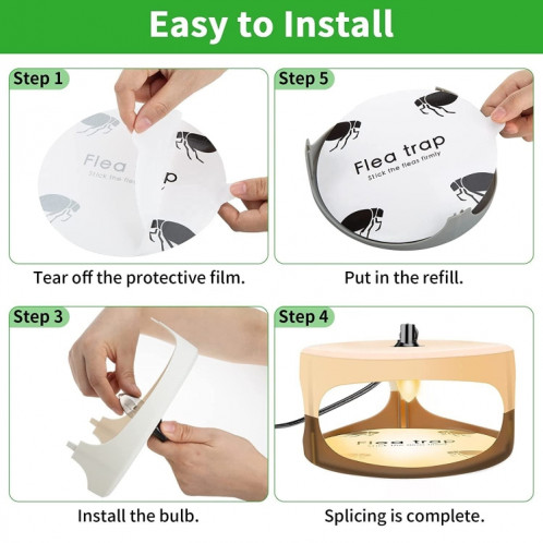 2pcs SK111 Pet Household Flea Lamp Flea Sticky Trapper Dispositif de capture de puces () SH601B1777-07