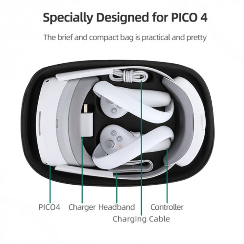 Pour PICO 4 Hifylux PC-BF16 VR Lunettes Tout-en-un Couvre-chef Sac de rangement de protection (Noir) SH101A1993-010