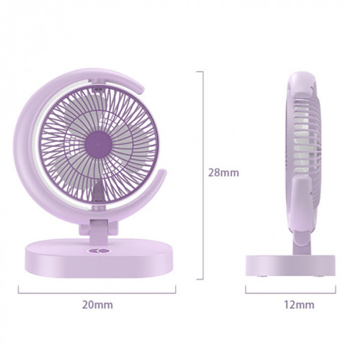 LF-002 Mini ventilateur de bureau à lumière rechargeable USB Ventilateur silencieux pour veilleuse rotative (vert clair) SH601A1859-011