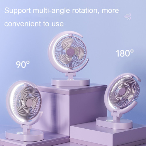 LF-002 Mini ventilateur de bureau à lumière rechargeable USB Ventilateur silencieux pour veilleuse rotative (vert clair) SH601A1859-011