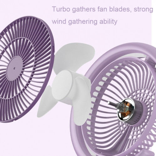 LF-002 Mini ventilateur de bureau à lumière rechargeable USB Ventilateur silencieux rotatif pour veilleuse (Violet) SH601B1158-011
