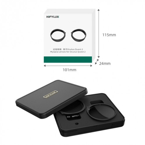 Pour Oculus Quest 2 Hifylux Q2-QF11 1 paire myopie lentille cadre asphérique résine VR lunettes accessoires (200 degrés) SH601C1245-09