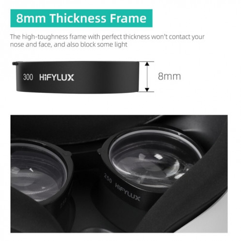 Pour Oculus Quest 2 Hifylux Q2-QF11 1 paire myopie lentille cadre asphérique résine VR lunettes accessoires (200 degrés) SH601C1245-09