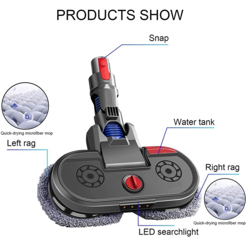 Pour Dyson V7 V8 V10 V11 aspirateur tête de nettoyage électrique réservoir d'eau intégré avec chiffon 6 pièces SH2301859-07