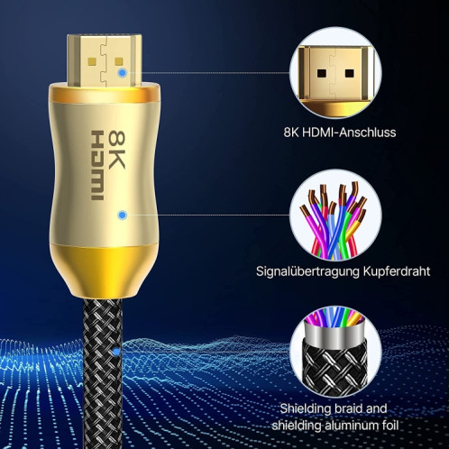 CO-HD801 15m HDMI 2.1 Version 8K 60Hz pour PS4 câble projecteur ordinateur portable décodeur câble (or) SH207A1707-05