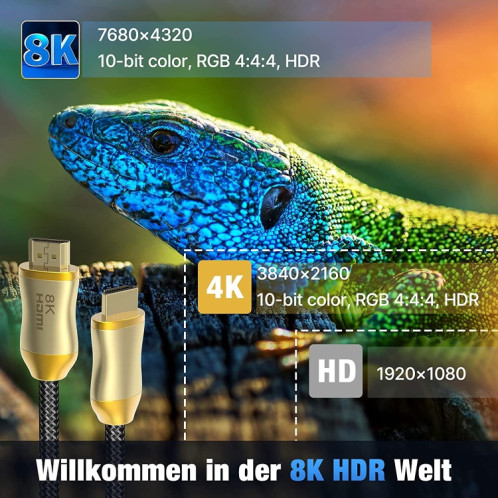 CO-HD801 15m HDMI 2.1 Version 8K 60Hz pour PS4 câble projecteur ordinateur portable décodeur câble (or) SH207A1707-05