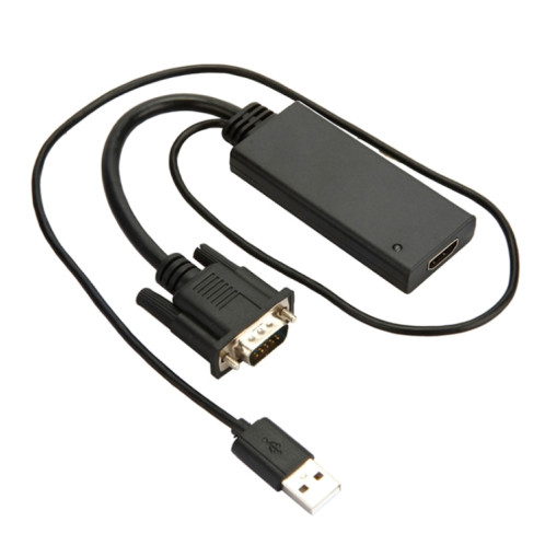 HD55Y Câble adaptateur VGA vers HDMI Convertisseur VGA + USB vers HD 1080P avec alimentation (Noir) SH001A1188-09