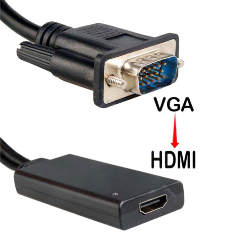 HD55Y Câble adaptateur VGA vers HDMI Convertisseur VGA + USB vers HD 1080P avec alimentation (Noir) SH001A1188-09