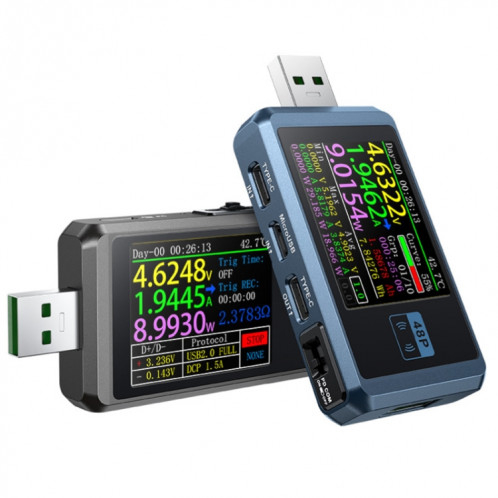 Détecteur de chargeur d'alimentation CC pour téléphone portable USB FNIRSI FNB48P, couleur: sans Bluetooth noir SF7402329-011