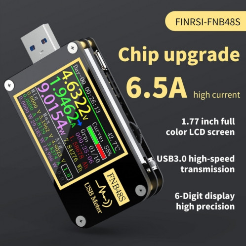 FNIRSI FNB48S Testeur de charge rapide multifonctionnel ampèremètre de tension USB, spécification : Bluetooth SF89011403-019