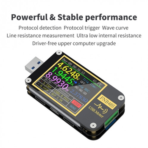 FNIRSI FNB48S Testeur de charge rapide multifonctionnel ampèremètre de tension USB, spécification : Bluetooth SF89011403-019