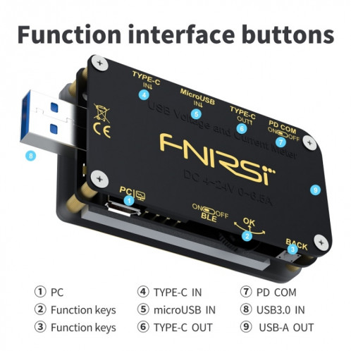 FNIRSI FNB48S Testeur de charge rapide multifonctionnel ampèremètre de tension USB, spécification : Bluetooth SF89011403-019