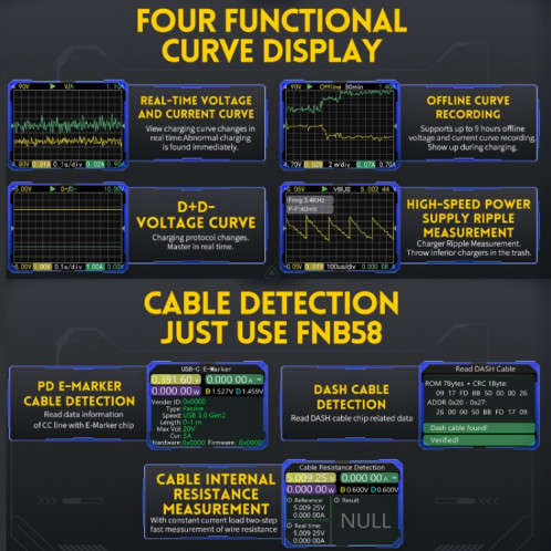 FNIRSI FNB58 Ampèremètre de tension USB TYPE-C Testeur de puissance à charge rapide, spécification : Bluetooth SF9201875-014