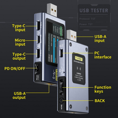 FNIRSI FNB58 Ampèremètre de tension USB TYPE-C Testeur de puissance à charge rapide, spécification : Bluetooth SF9201875-014