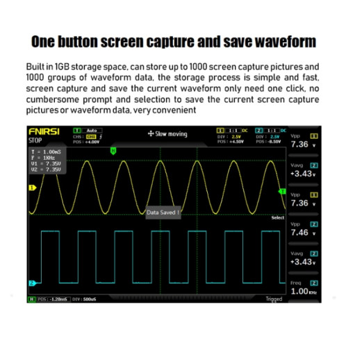 FNIRSI 1014D 2 en 1 Oscilloscope numérique à bande passante 100M double canal Générateur de signal d'échantillonnage 1GS, prise US SF32011963-015