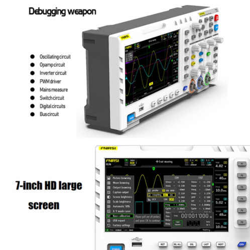 FNIRSI 1014D 2 en 1 Oscilloscope numérique à bande passante 100M double canal Générateur de signal d'échantillonnage 1GS, prise US SF32011963-015