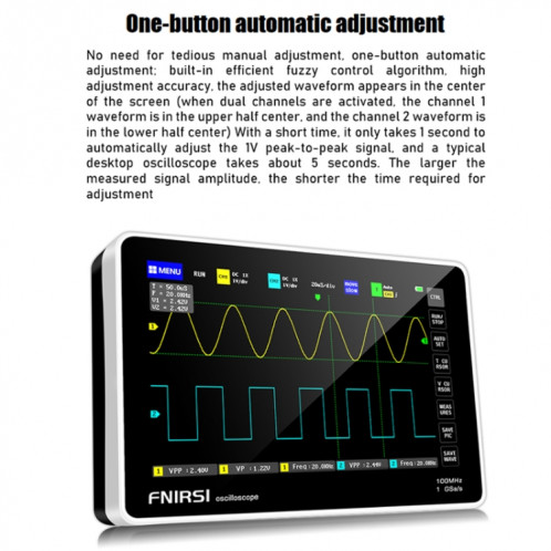 FNIRSI 1013D 1GS Sampling Dual Channel 100M Bandwidth Digital Oscilloscope, US Plug (Anglais) SF901A600-018