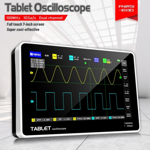 FNIRSI 1013D 1GS Sampling Dual Channel 100M Bandwidth Digital Oscilloscope, US Plug (Anglais) SF901A600-018