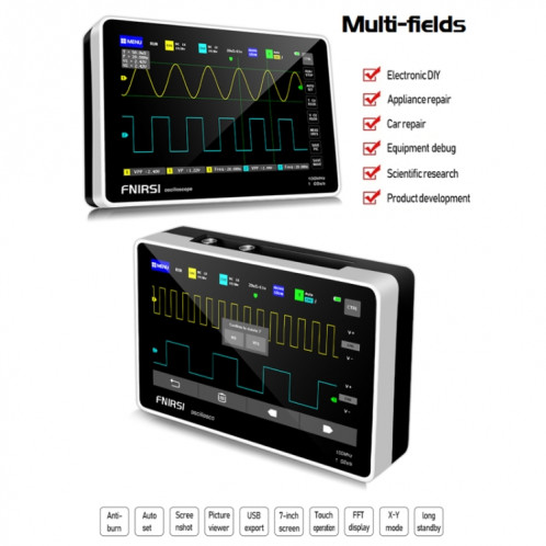 FNIRSI 1013D 1GS Sampling Dual Channel 100M Bandwidth Digital Oscilloscope, US Plug (Anglais) SF901A600-018