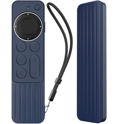 Pour Apple TV Siri Remote 2/3 AhaStyle PT166 Coque de protection en silicone pour télécommande anti-dérapante rayée (bleu nuit) SA701C1225-08