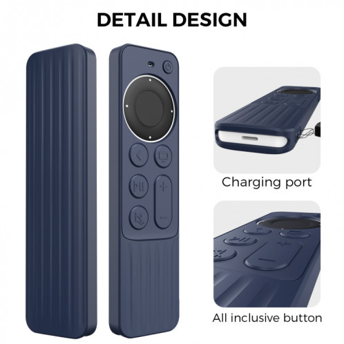 Pour Apple TV Siri Remote 2/3 AhaStyle PT166 Coque de protection en silicone pour télécommande anti-dérapante à rayures (noir) SA701B1778-08