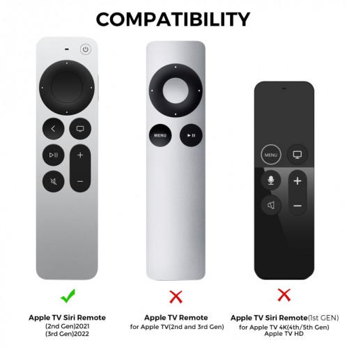 Pour Apple TV Siri Remote 2/3 AhaStyle PT166 Coque de protection en silicone pour télécommande anti-dérapante à rayures (noir) SA701B1778-08
