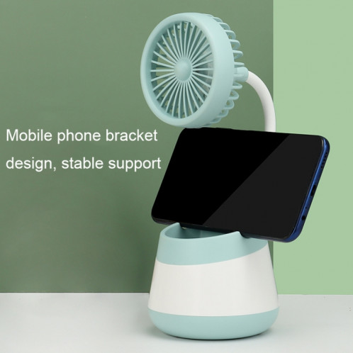 Ventilateur de porte-stylo de bureau de charge USB 276A avec fonction de support de téléphone ventilateur portable dortoir (vert) SH101C1894-08