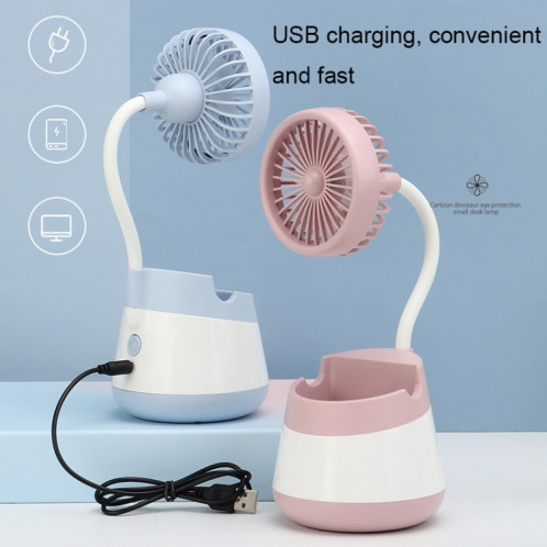 Ventilateur de porte-stylo de bureau de charge USB 276A avec fonction de support de téléphone ventilateur portable dortoir (rose) SH101A1592-08