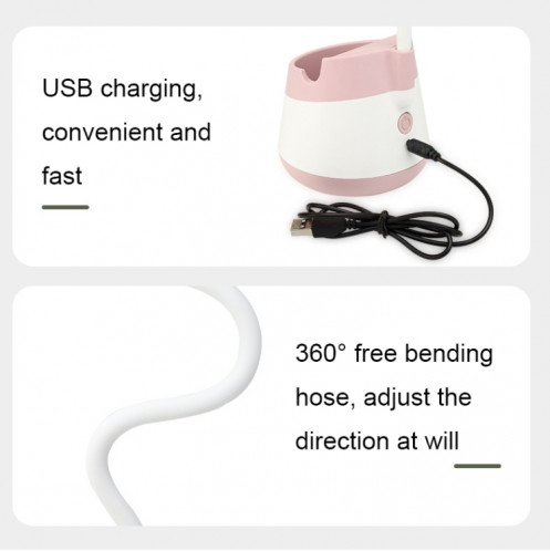 Ventilateur de porte-stylo de bureau de charge USB 276A avec fonction de support de téléphone ventilateur portable dortoir (rose) SH101A1592-08