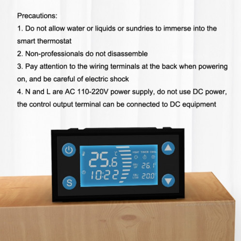 W-1213 Affichage numérique intelligent Fish Tank Escalade Pet Thermostat Plantation Trappe Élevage Contrôleur de température (Noir) SH201A1173-07