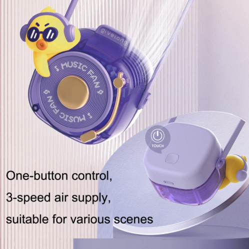 GL120-123 Ventilateur de cou suspendu Summer Handheld USB Mini ventilateur portable (Violet) SH001B1283-010