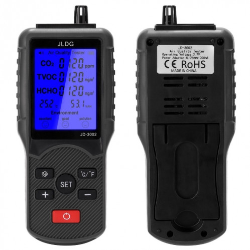JD-3002 Détecteur complet d'humidité et de température de qualité de l'air au dioxyde de carbone (480 g) SH001A1671-07