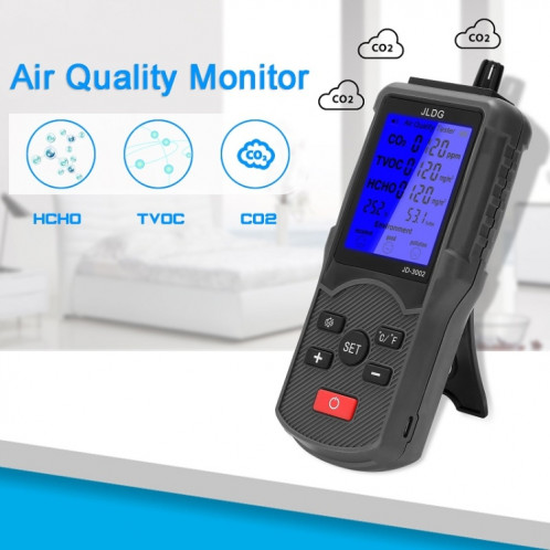 JD-3002 Détecteur complet d'humidité et de température de qualité de l'air au dioxyde de carbone (480 g) SH001A1671-07