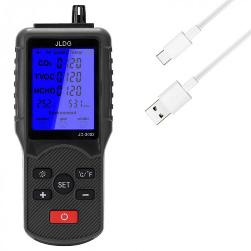 JD-3002 Détecteur complet d'humidité et de température de qualité de l'air au dioxyde de carbone (480 g) SH001A1671-07
