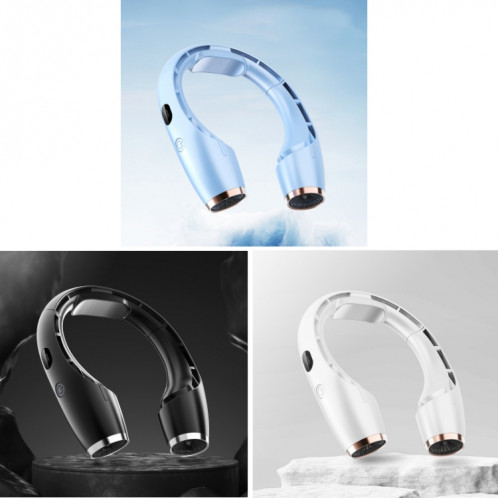 Ventilateur de cou suspendu sans feuille de refroidissement par grand vent de chargement USB (bleu) SH301A1720-011
