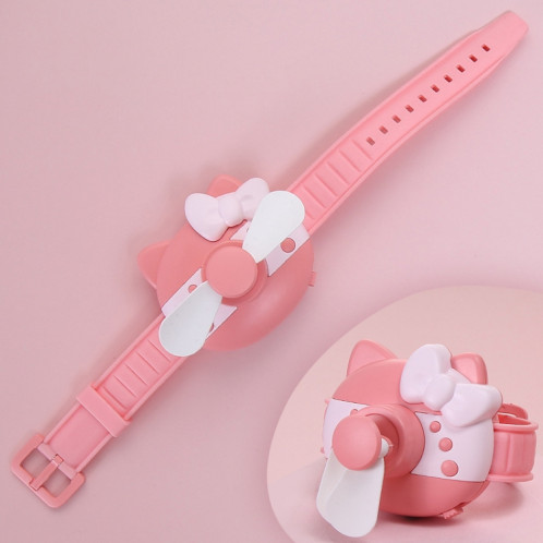 1158 Dessin Animé Forme Enfants Montre Ventilateur USB Recharge Portable Poignet Mini Ventilateur (Rouge Corail) SH101B354-09