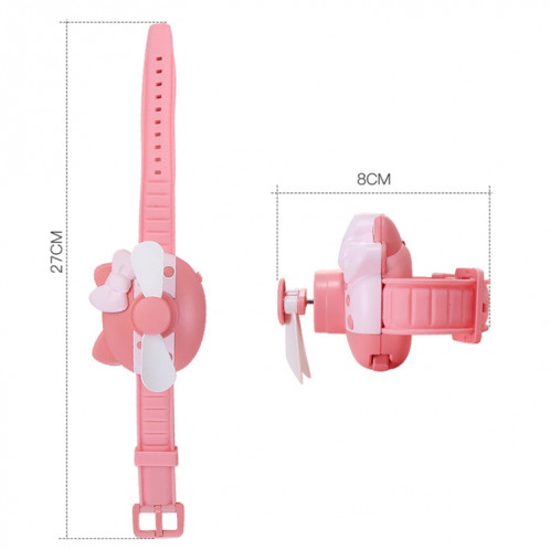 1158 Dessin Animé Forme Enfants Montre Ventilateur USB Recharge Portable Poignet Mini Ventilateur (Rouge Corail) SH101B354-09