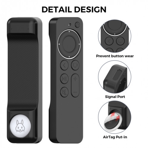 Pour Apple TV Siri Remote 2/3 AhaStyle PT165 Télécommande Étui de protection en silicone (Noir) SA801B1826-08
