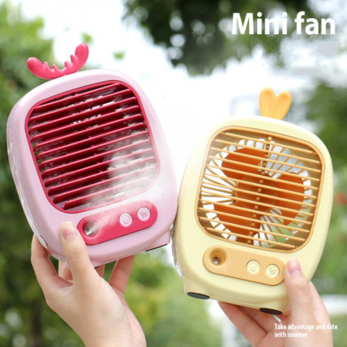 1315 Humidification par pulvérisation Ventilateur de dessin animé hydratant Ventilateur de bureau de charge USB (cerf jaune) SH901H486-09