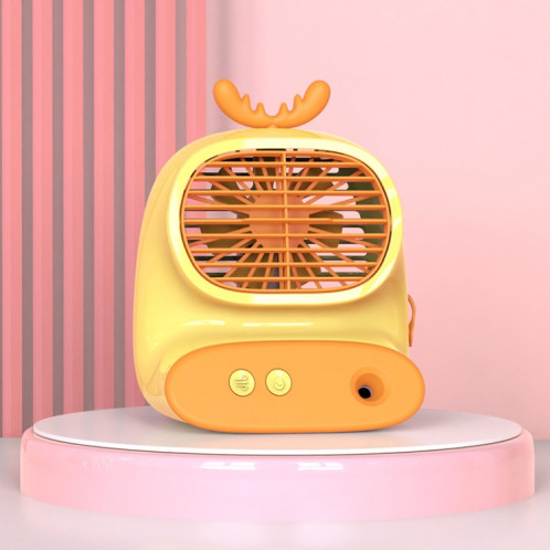 CS1319 Ventilateur de bureau petit vaporisateur hydratant ventilateur de dessin animé ventilateur d'humidification silencieux rechargeable (jaune cerf) SH801F65-08