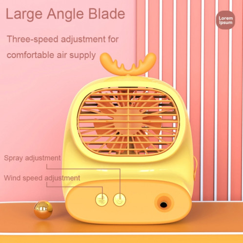CS1319 Ventilateur de bureau petit vaporisateur hydratant ventilateur de bande dessinée ventilateur d'humidification silencieux rechargeable (vert lapin) SH801D1965-08