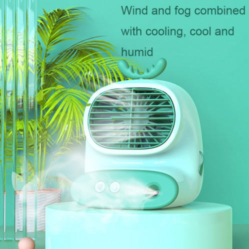 CS1319 Ventilateur de bureau petit vaporisateur hydratant ventilateur de bande dessinée ventilateur d'humidification silencieux rechargeable (vert cerf) SH801H1402-08