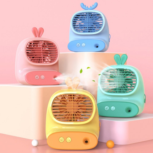 CS1319 Ventilateur de bureau petit vaporisateur hydratant ventilateur de bande dessinée ventilateur d'humidification silencieux rechargeable (vert cerf) SH801H1402-08