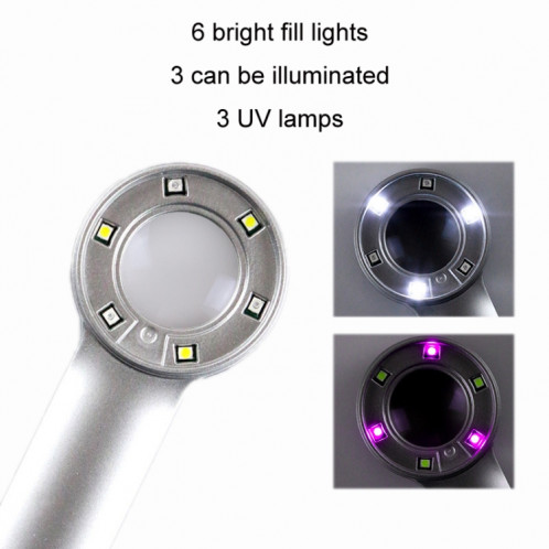 30X loupe d'évaluation de bijoux rechargeable tenue dans la main LED détecteur de monnaie lumière SH6126453-07